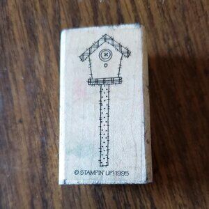 Classic Garden Birdhouse on Pole, Small STAMPIN UP Rubber Stamp